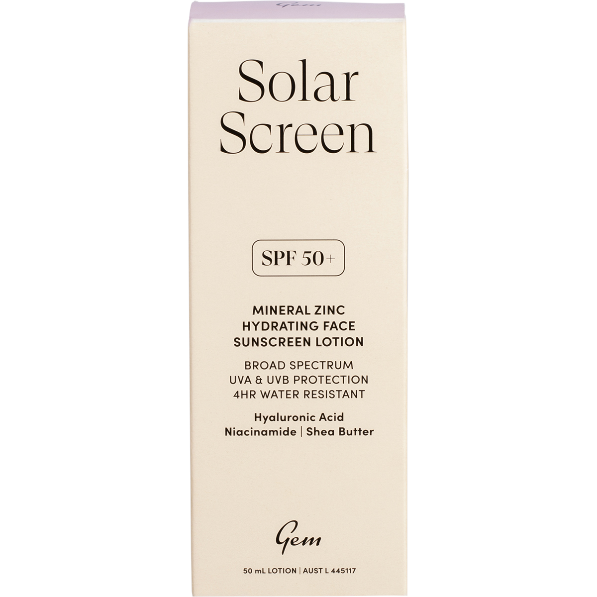Solar Screen SPF50+ Mineral Zinc Hydrating Face Lotion