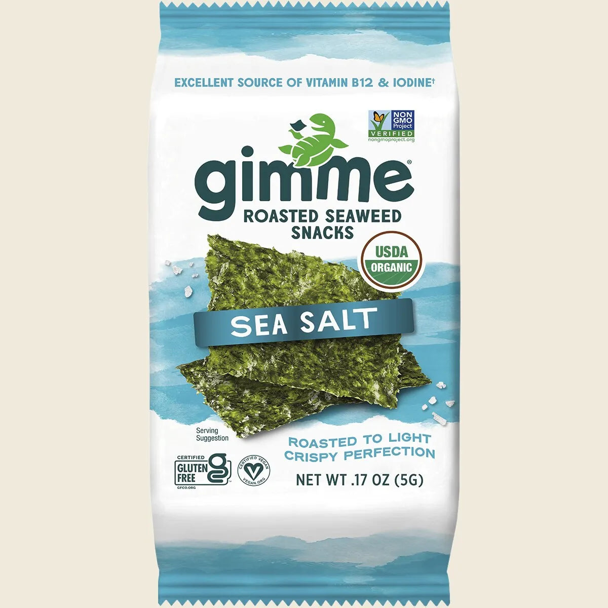 Gimme Roasted Seaweed Snacks Sea Salt 8x5g