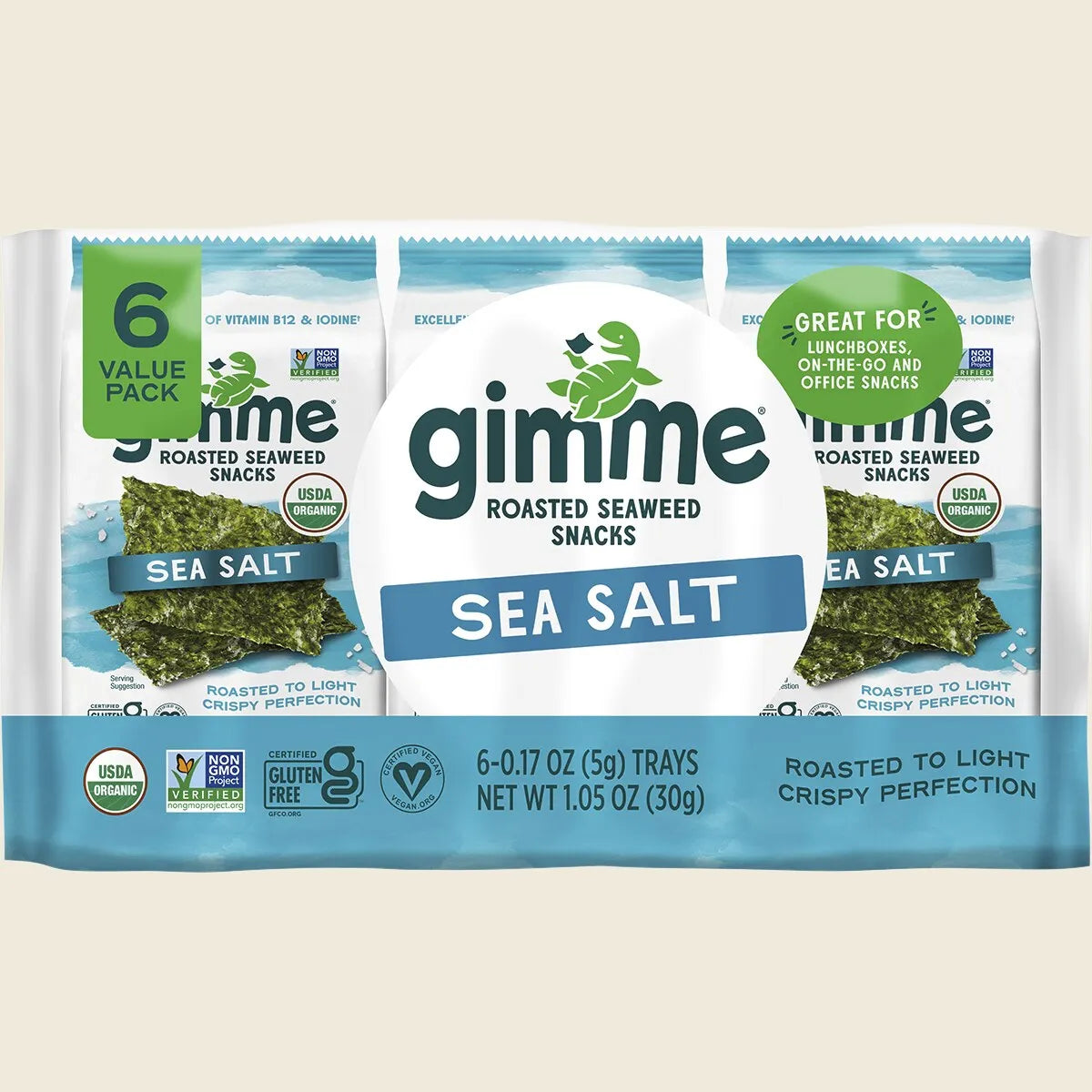 Gimme Roasted Seaweed Snacks Sea Salt 8x5g