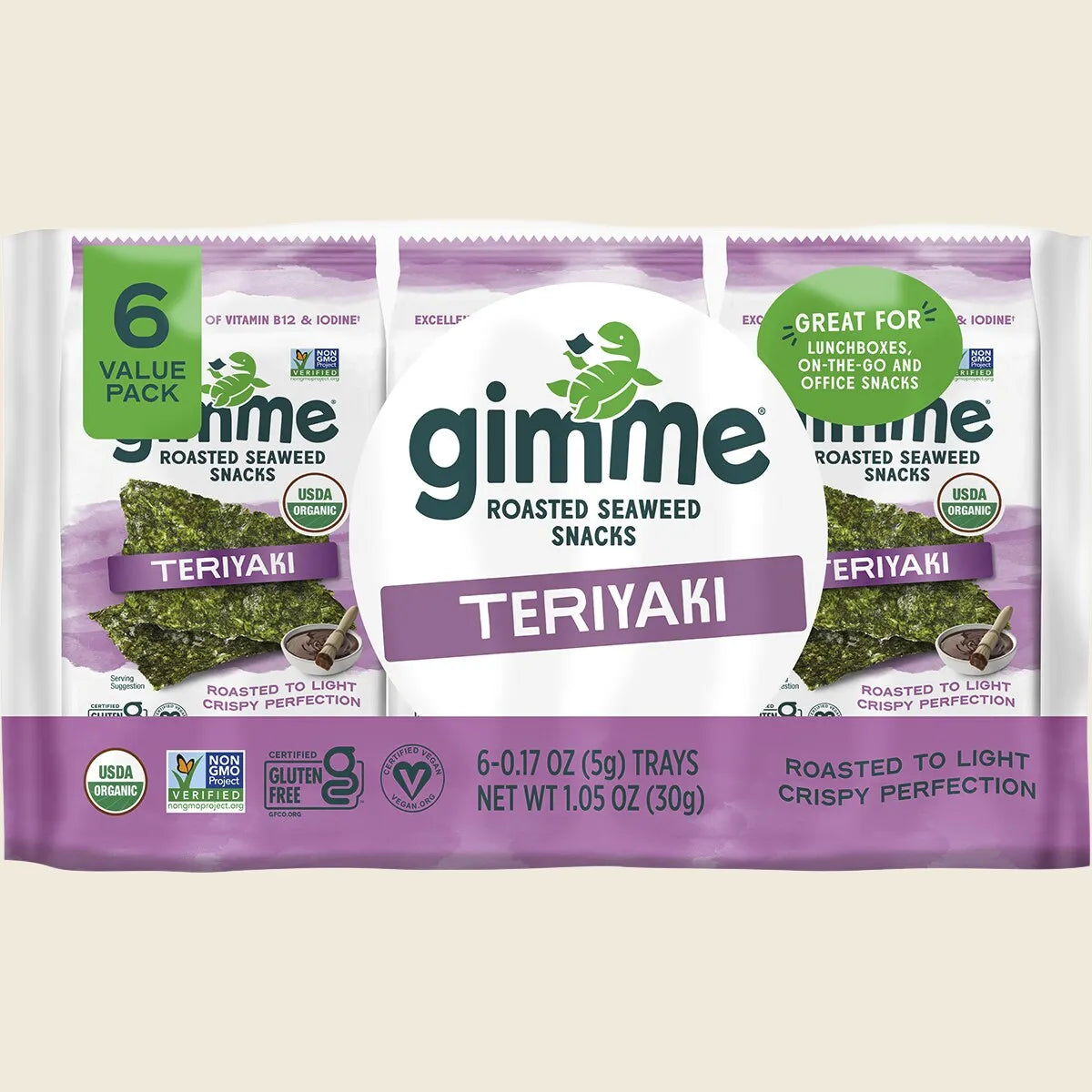 Gimme Roasted Seaweed Snacks Teriyaki 6x5g