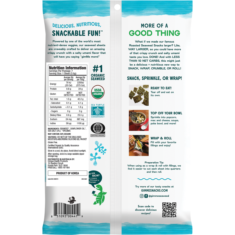 Roasted Seaweed Big Sheets Sea Salt