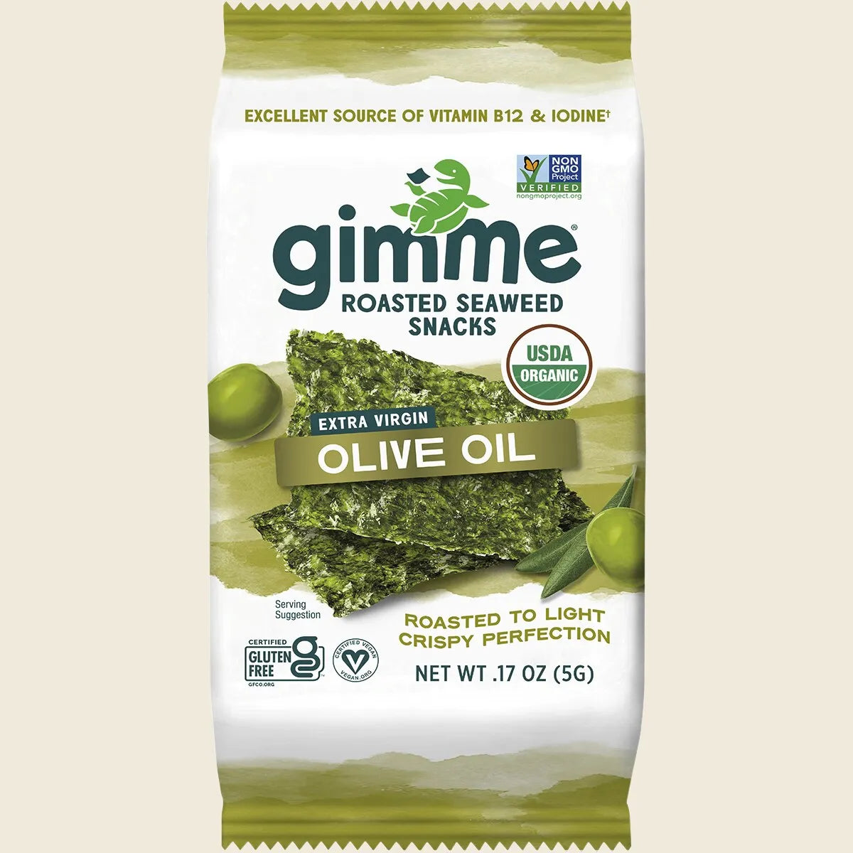 Gimme Roasted Seaweed Snacks Olive Oil 6x5g