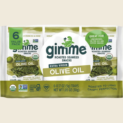Gimme Roasted Seaweed Snacks Olive Oil 6x5g