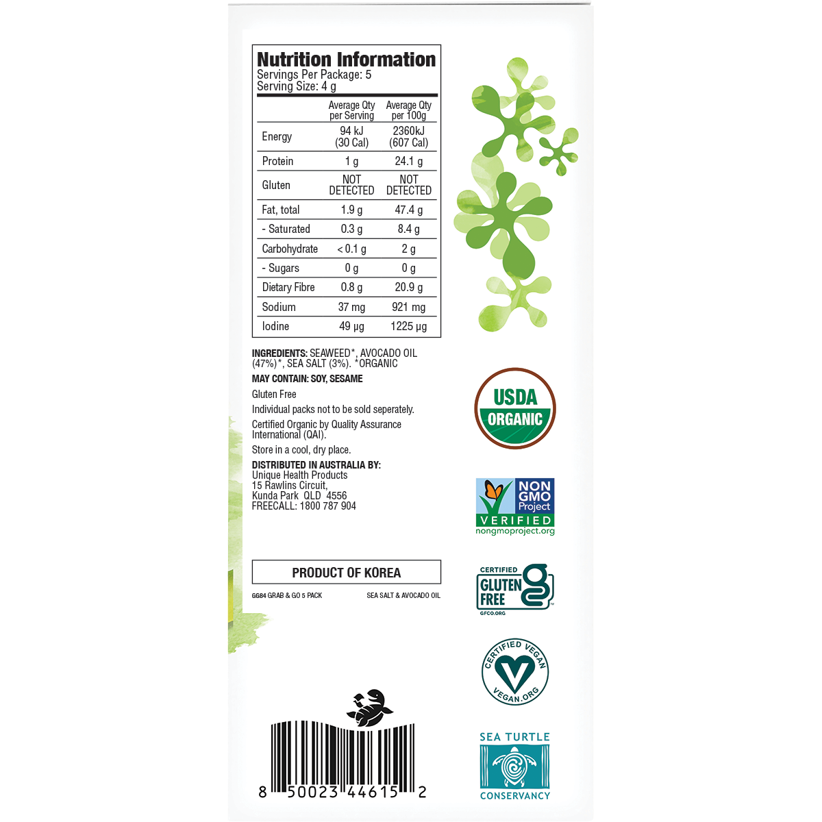 Roasted Seaweed Snacks Grab & Go Sea Salt & Avocado Oil