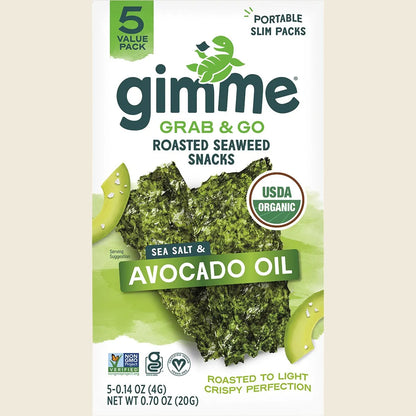 Gimme Roasted Seaweed Snacks Grab & Go Sea Salt & Avocado Oil 5x4g