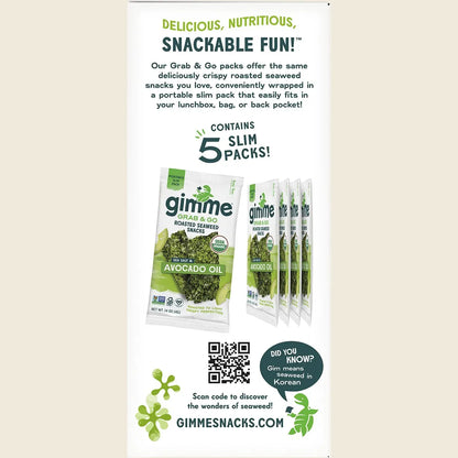 Gimme Roasted Seaweed Snacks Grab & Go Sea Salt & Avocado Oil 5x4g