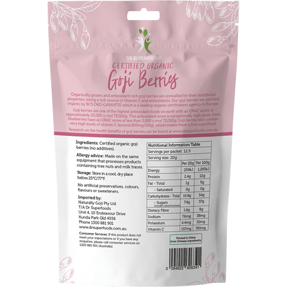 Dried Goji Berries Certified Organic