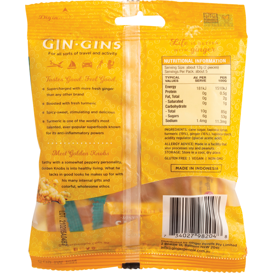 The Ginger People Gin Gins Ginger Candy Bag Chewy Spicy Turmeric