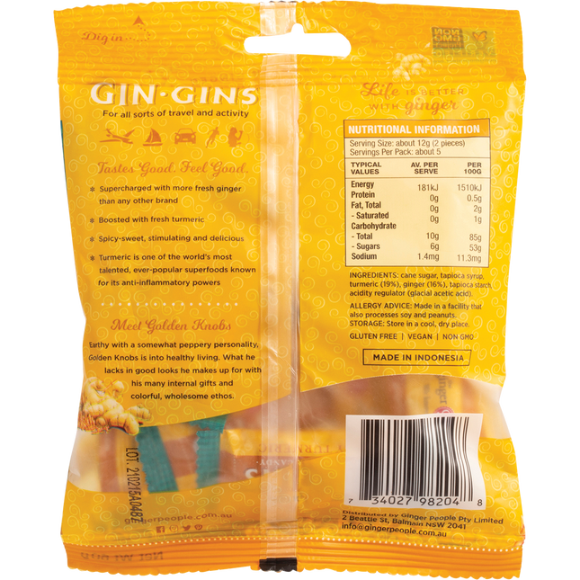 The Ginger People Gin Gins Ginger Candy Bag Chewy Spicy Turmeric