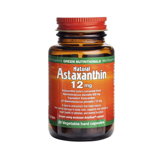 GREEN NUTRITIONALS Natural Astaxanthin Vegan Capsules 12mg 20 Caps