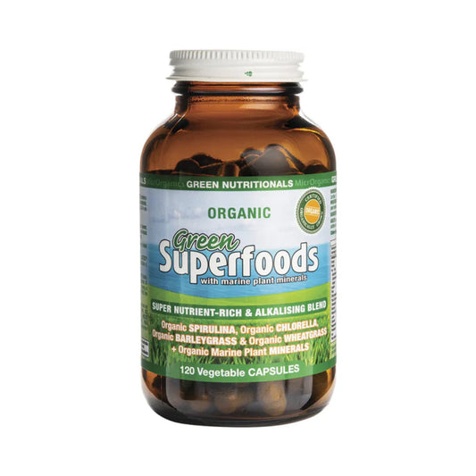 GREEN NUTRITIONALS Organic Green Superfoods Vegan Capsules 600mg 120 Caps