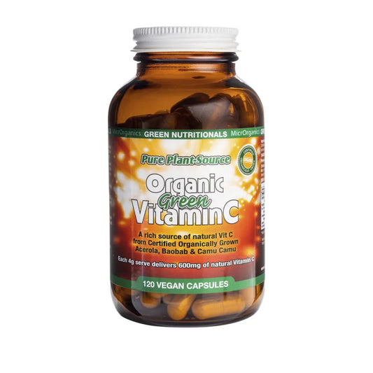 GREEN NUTRITIONALS Organic Green Vitamin C Vegan Capsules 600mg 120 Caps