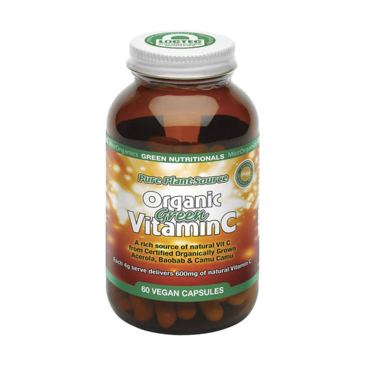 GREEN NUTRITIONALS Organic Green Vitamin C Vegan Capsules 600mg 60 Caps
