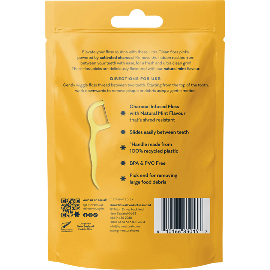 Ultra Clean Floss Picks Charcoal Infused