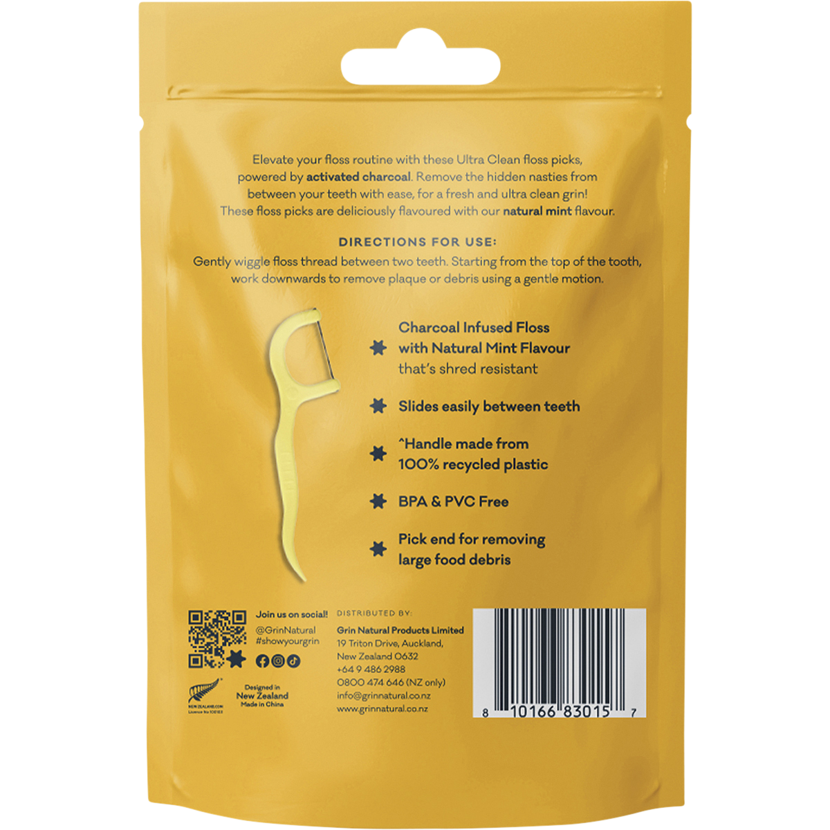 Ultra Clean Floss Picks Charcoal Infused