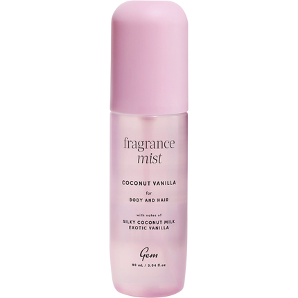 Gem fragrance mist Coconut Vanilla body spray with warm creamy notes for long lasting everyday freshness.