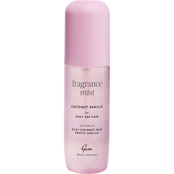 Gem fragrance mist Coconut Vanilla body spray with warm creamy notes for long lasting everyday freshness.