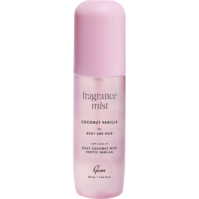 Gem fragrance mist Coconut Vanilla body spray with warm creamy notes for long lasting everyday freshness.