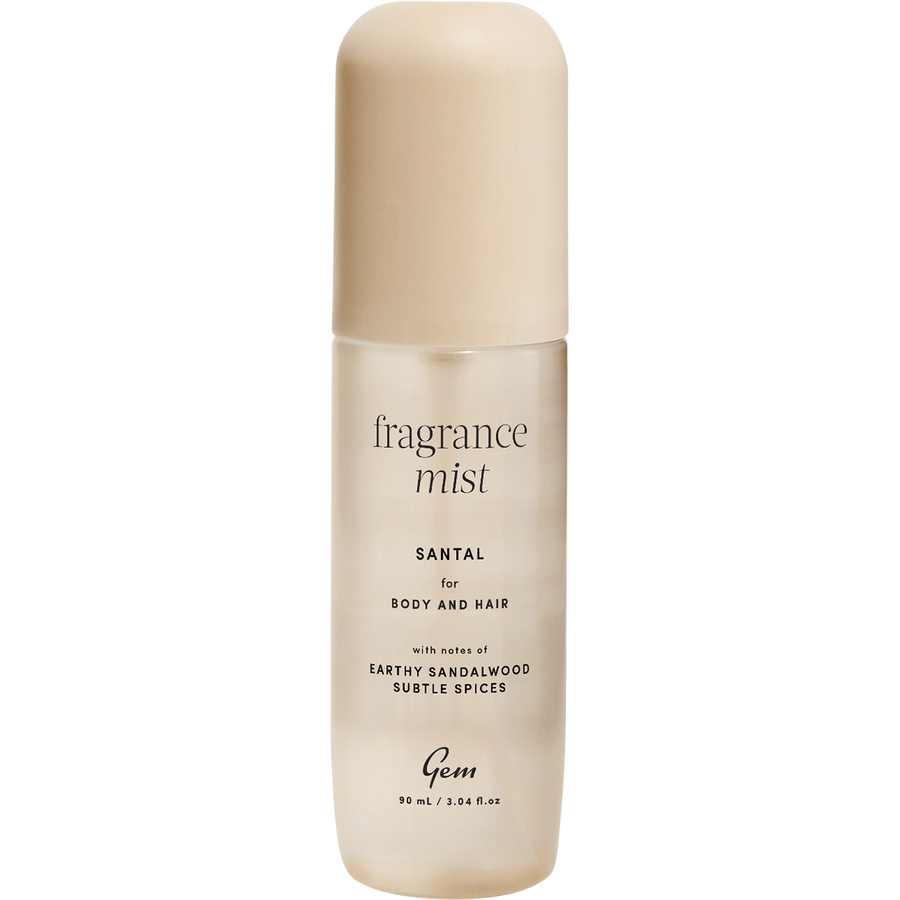 Gem fragrance mist Santal body spray with warm woody notes for everyday wear and lasting freshness.