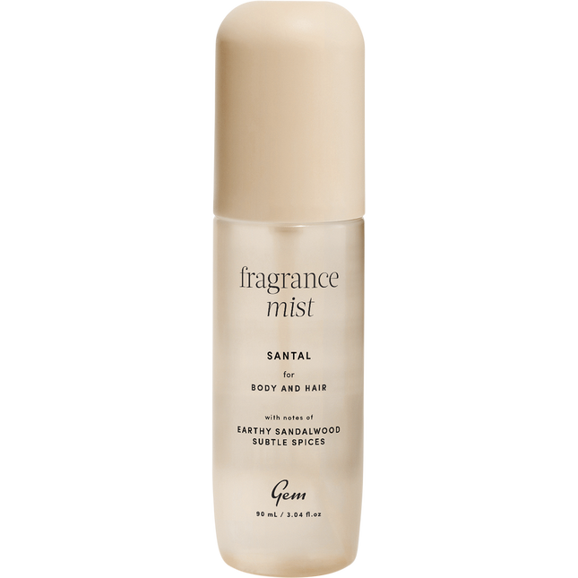 Gem fragrance mist Santal body spray with warm woody notes for everyday wear and lasting freshness.