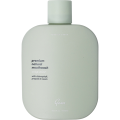 Gem Mouthwash Premium Natural Crisp Mint bottle on white background