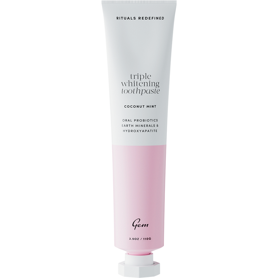 Gem toothpaste coconut mint formula designed to whiten teeth and support everyday oral care.