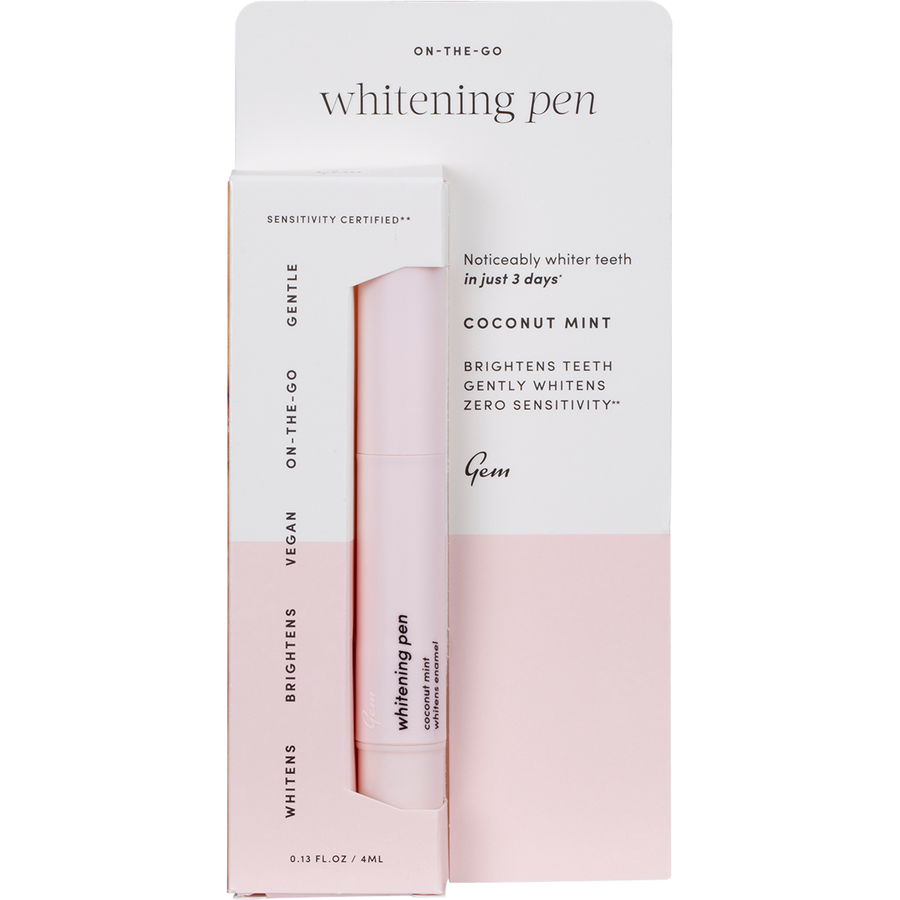 Gem whitening pen Coconut Mint for brighter gem teeth and easy at home whitening touch ups.