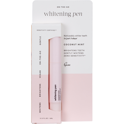 Gem whitening pen Coconut Mint for brighter gem teeth and easy at home whitening touch ups.