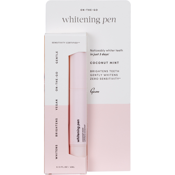 Gem whitening pen Coconut Mint for brighter gem teeth and easy at home whitening touch ups.