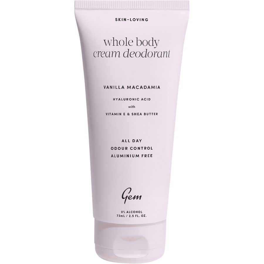 Gem whole body cream deodorant Vanilla Macadamia with creamy sweet fragrance and all day freshness.