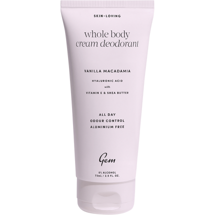 Gem whole body cream deodorant Vanilla Macadamia with creamy sweet fragrance and all day freshness.