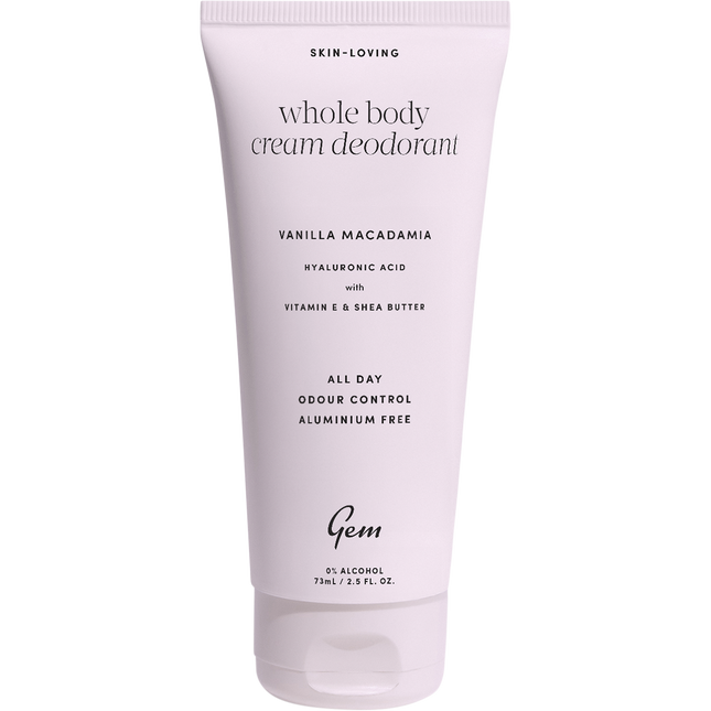 Gem whole body cream deodorant Vanilla Macadamia with creamy sweet fragrance and all day freshness.