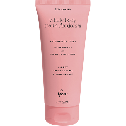 Gem whole body cream deodorant Watermelon Fresh with juicy fruity fragrance and all day freshness.