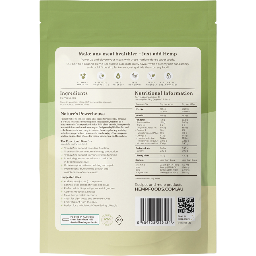 Hemp Foods Australia organic hulled hemp seeds