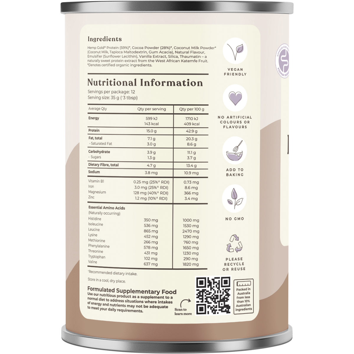 Organic Hemp Protein Shake Chocolate