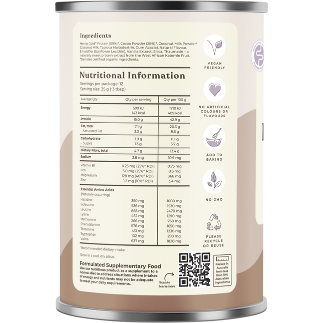 Organic Hemp Protein Shake Chocolate