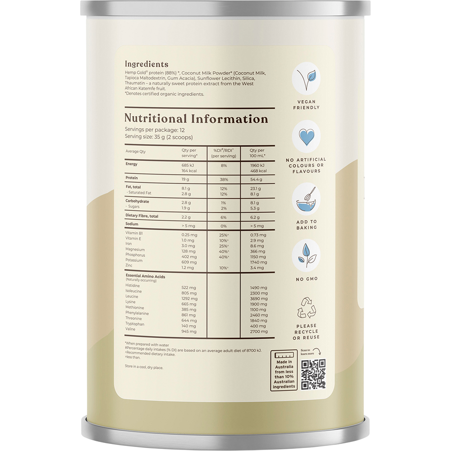 Organic Hemp Protein Shake Natural