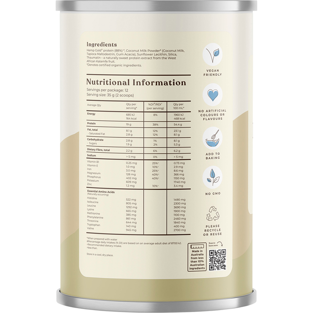 Organic Hemp Protein Shake Natural