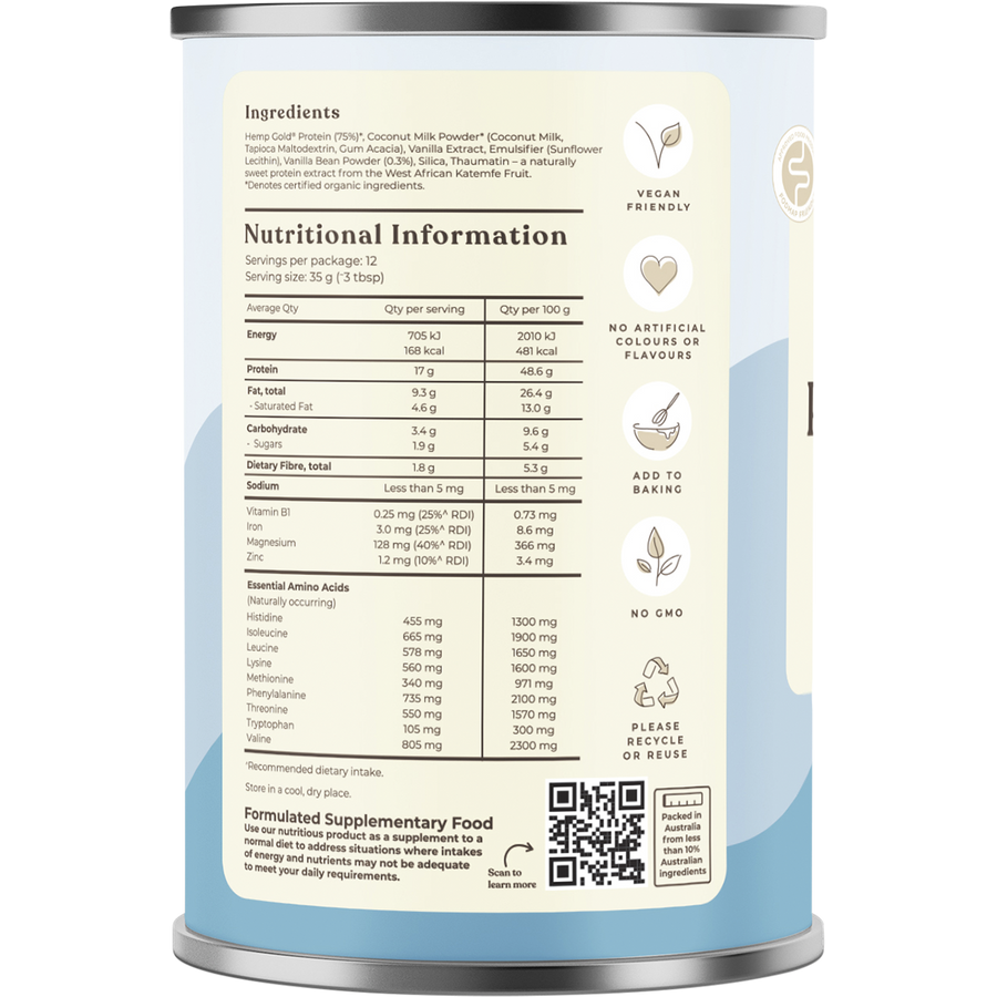 Organic Hemp Protein Shake Vanilla