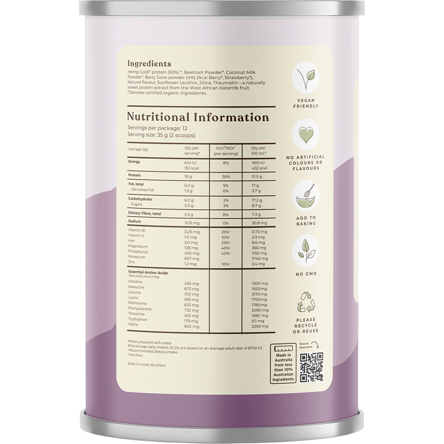 Organic Hemp Protein Shake Mixed Berry