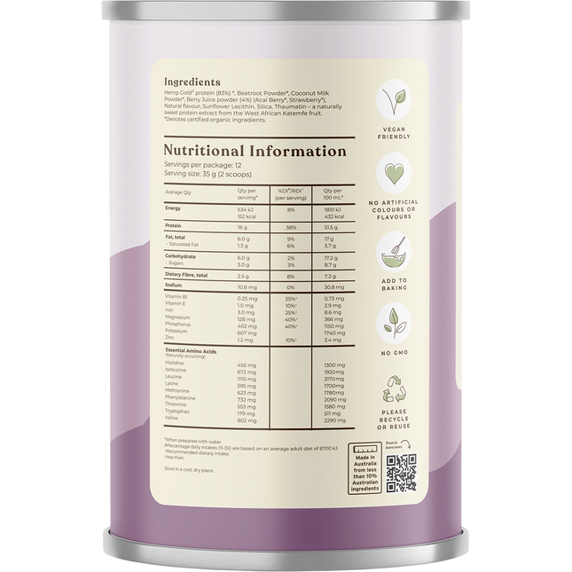 Organic Hemp Protein Shake Mixed Berry