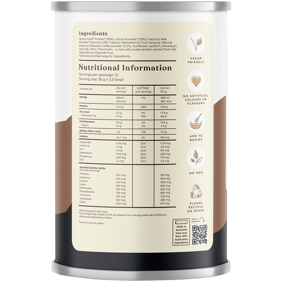 Organic Hemp Protein Shake Chocolate Espresso