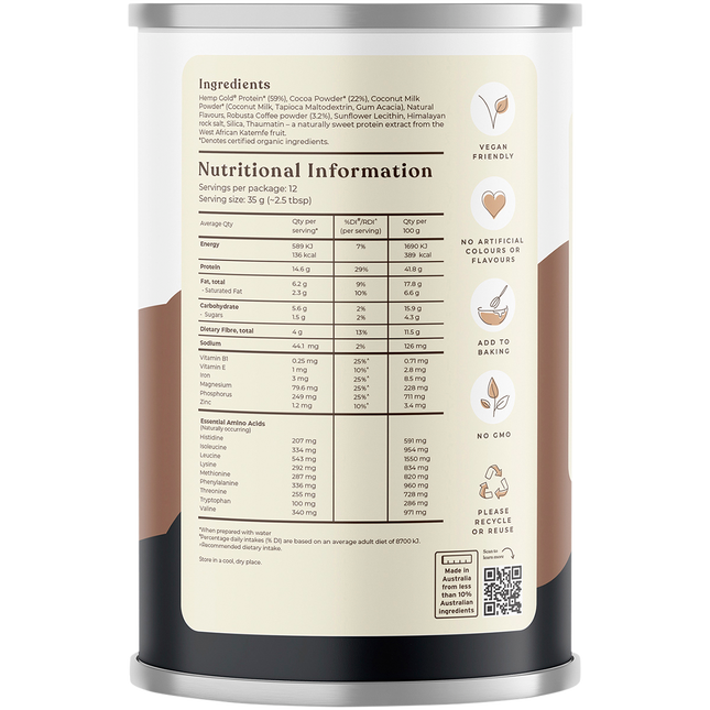 Organic Hemp Protein Shake Chocolate Espresso