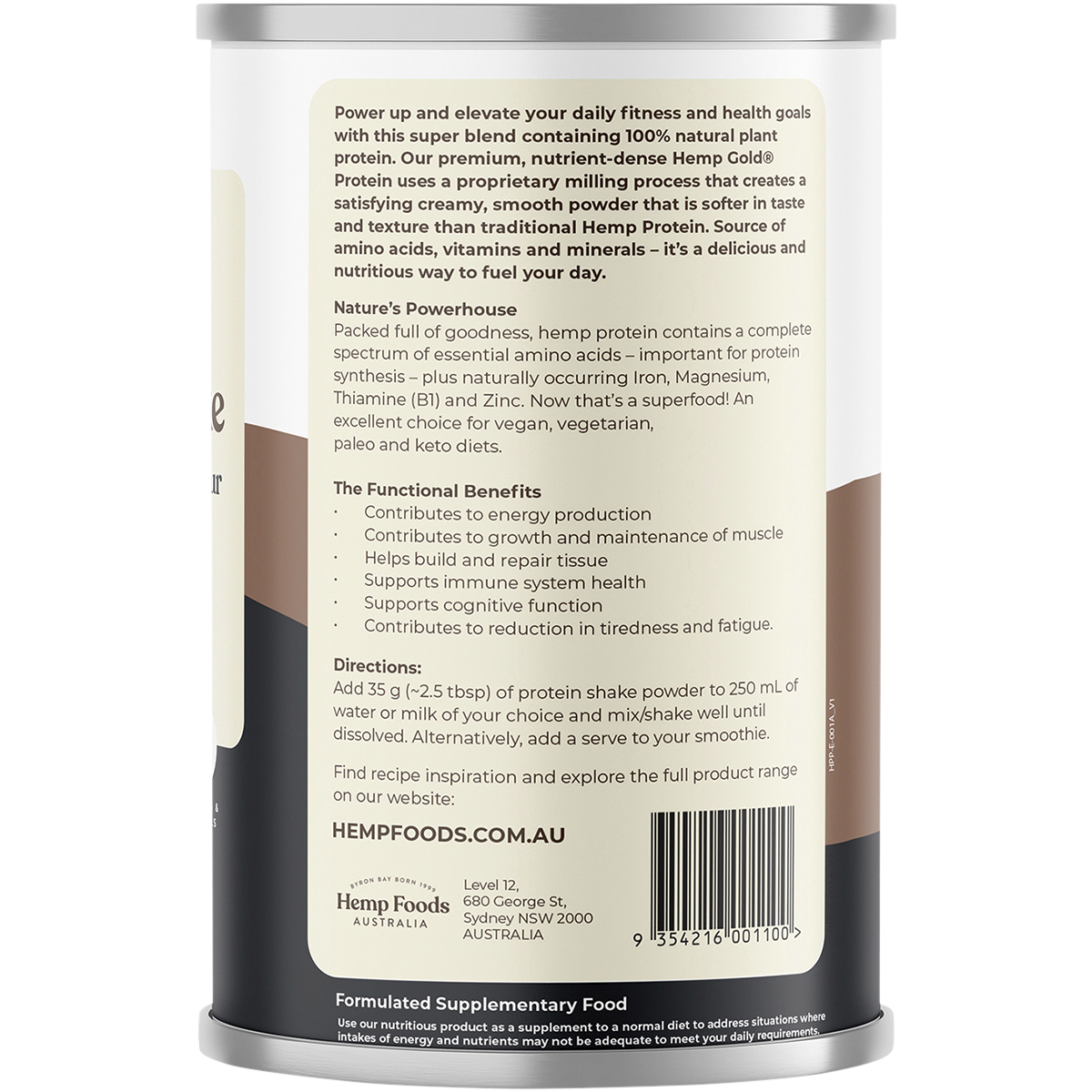 Organic Hemp Protein Shake Chocolate Espresso