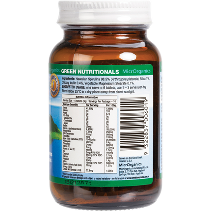 Hawaiian Pacifica Spirulina Tablets 500mg