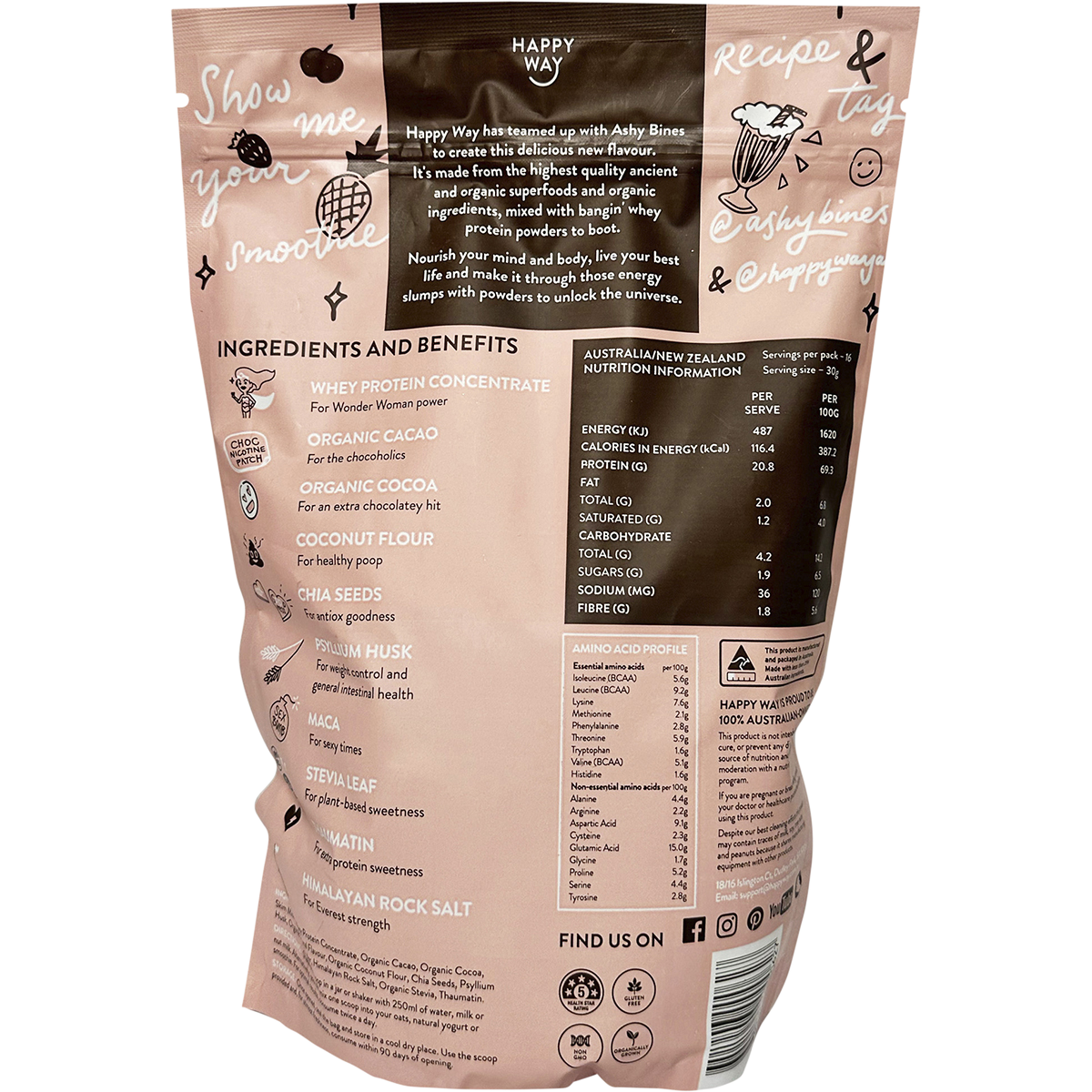 Ashy Bines Whey Protein Powder Triple Choc Fudge