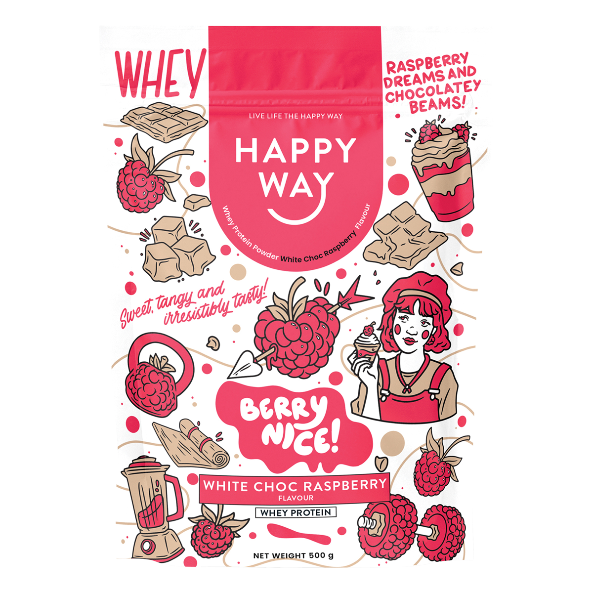 Whey Protein Powder White Choc Raspberry