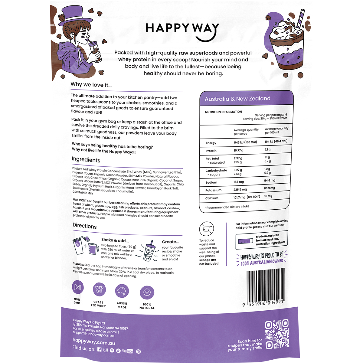 Whey Protein Powder Double Choc Chip