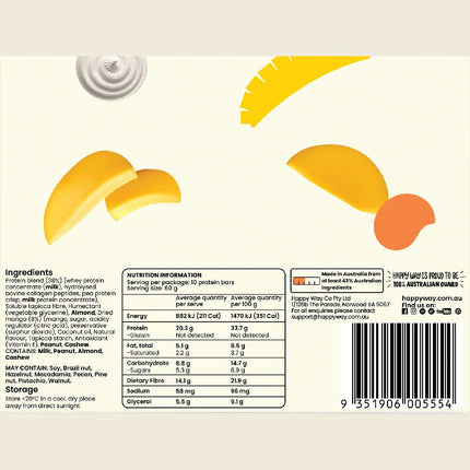 Happy Way Whey Protein Bar Mango Cream 10x60g