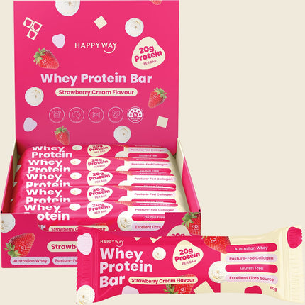 Happy Way Whey Protein Bar Strawberry Cream 10x60g